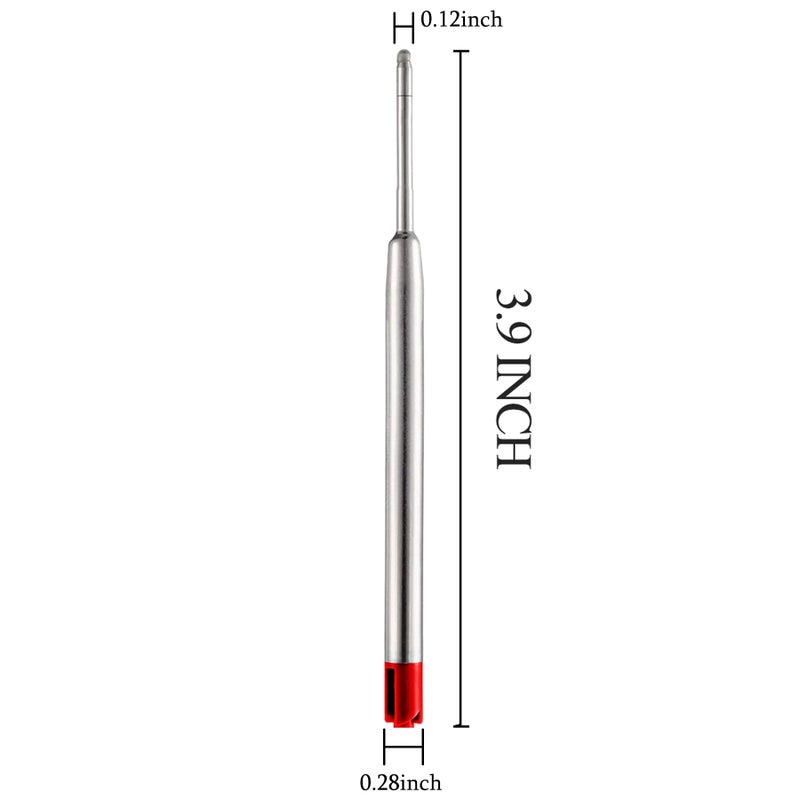 DunBong Red Ink Refill Pack of 5, Replaceable Ballpoint Pen Refills, Medium Point Metal Refill (Red) - Image 3